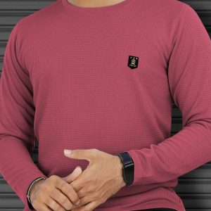 Men Solid Round Neck Polyester Pink T-Shirt